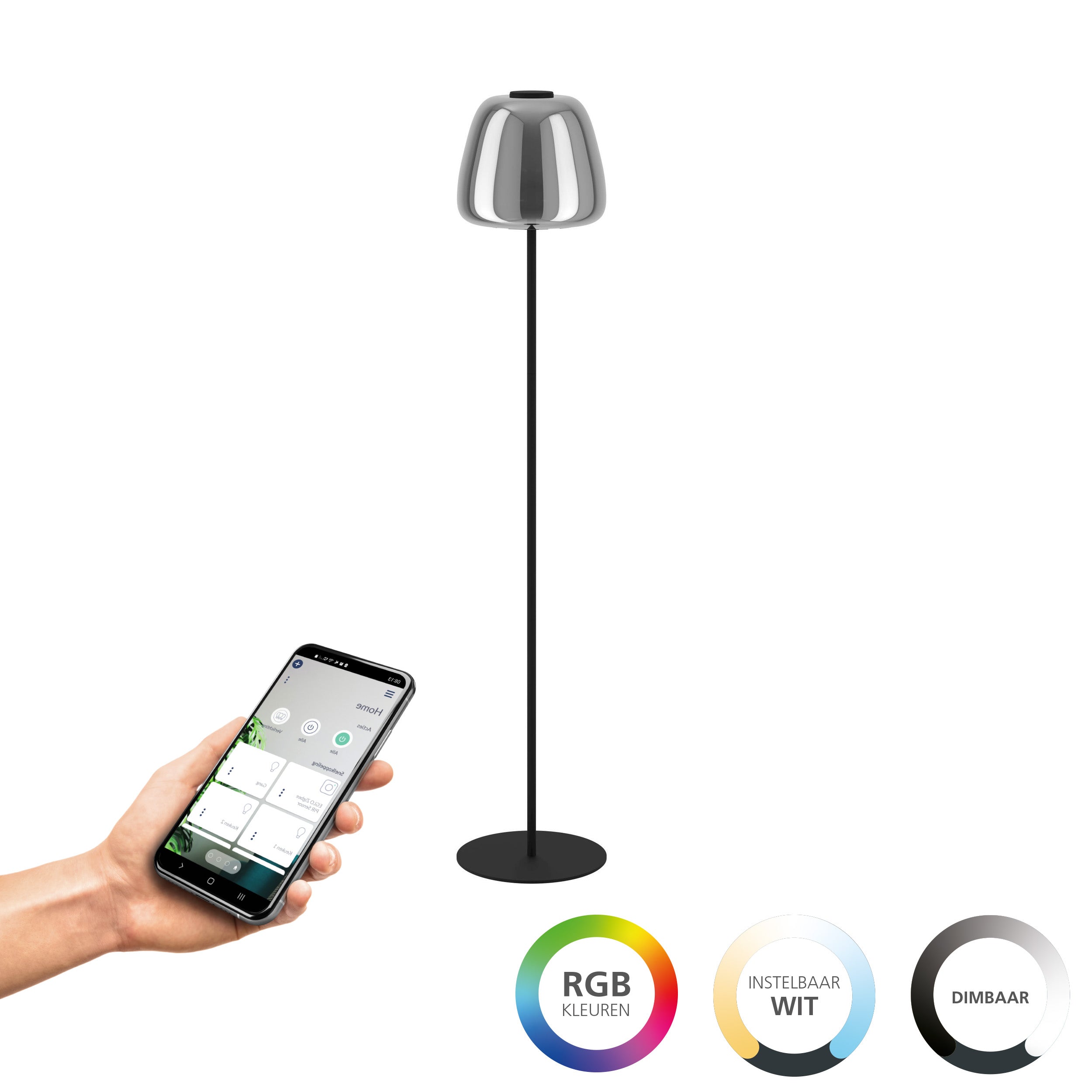 EGLO connect.z staande lamp Alfero-Z - led - glas - zwart/chroom
