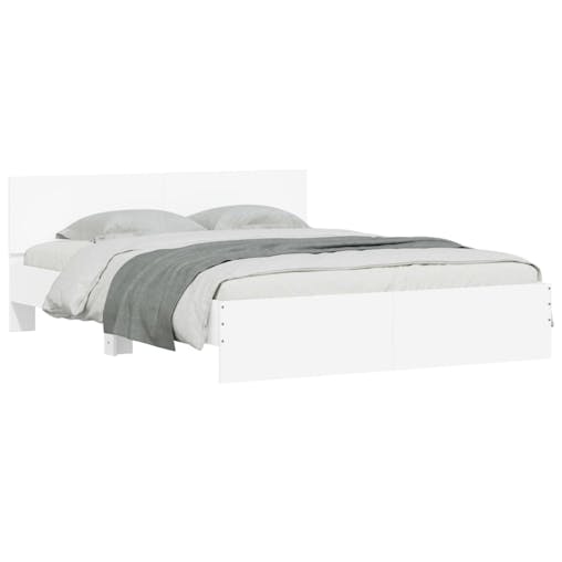 NNEVL Bed Frame with Headboard White 150x200 cm