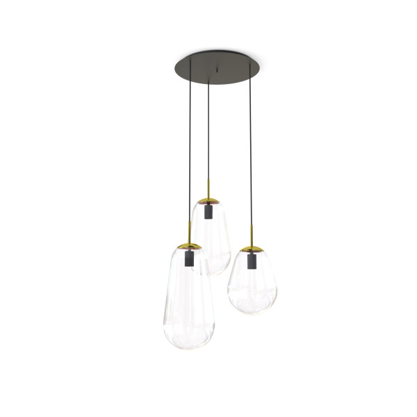 Lampa wisząca czarno-przezroczysta-złota PEAR 3xE27x40W Nowodvorski