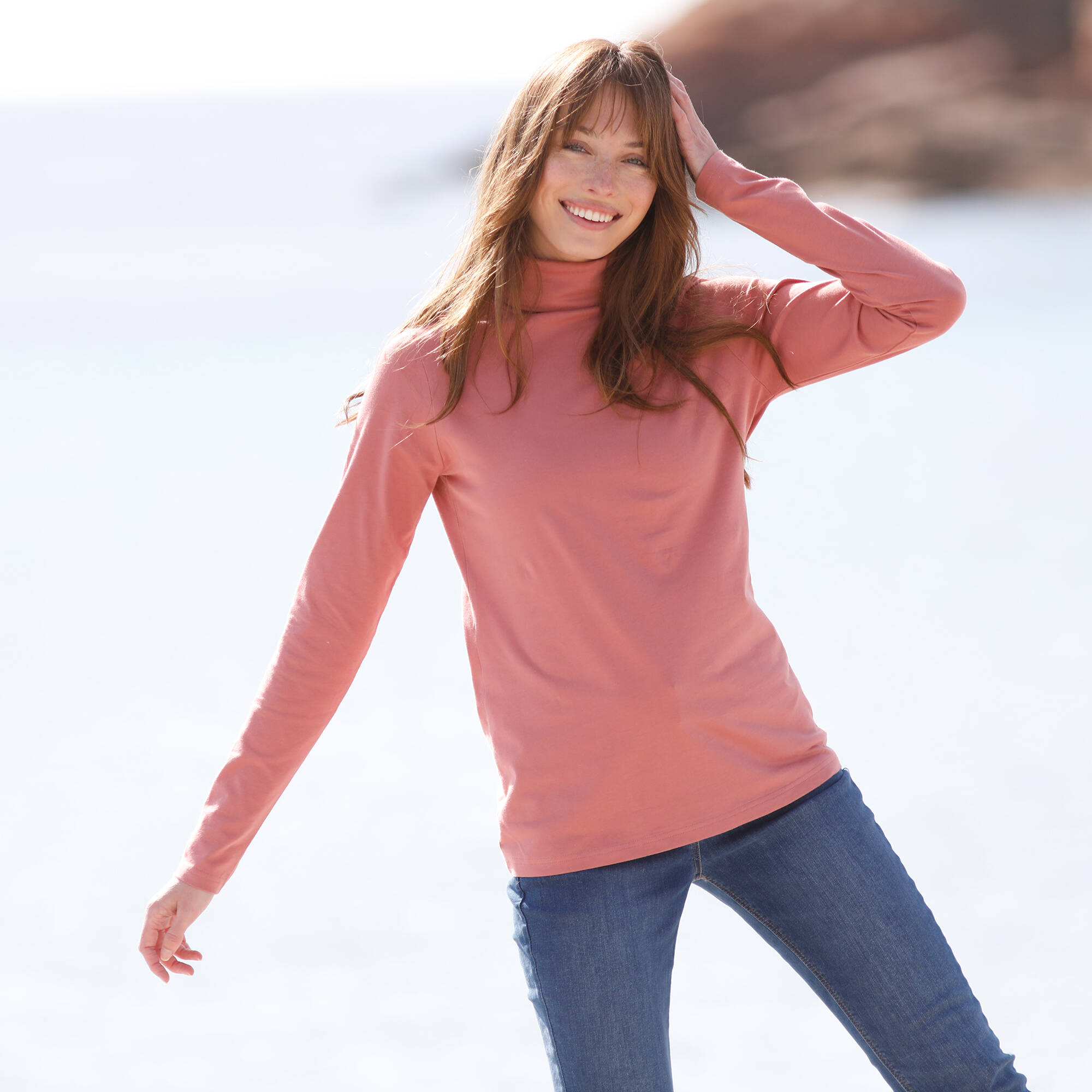 Sous-pull col roulé coton stretch uni