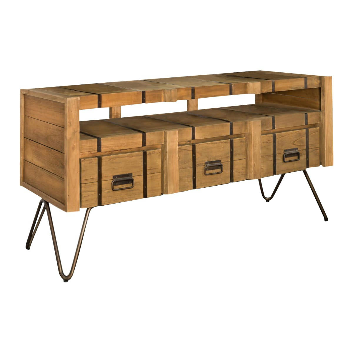 - Meuble double sous vasque en bois et acier L160cm