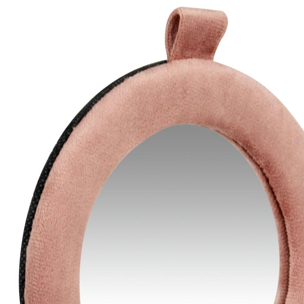 ROSAE - Miroir rond en velours rose 15x17