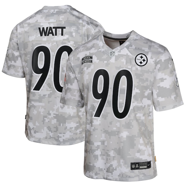 T.J. Watt Pittsburgh Steelers Nike Youth 2024 Salute to Service Game Jersey - Arctic Camo