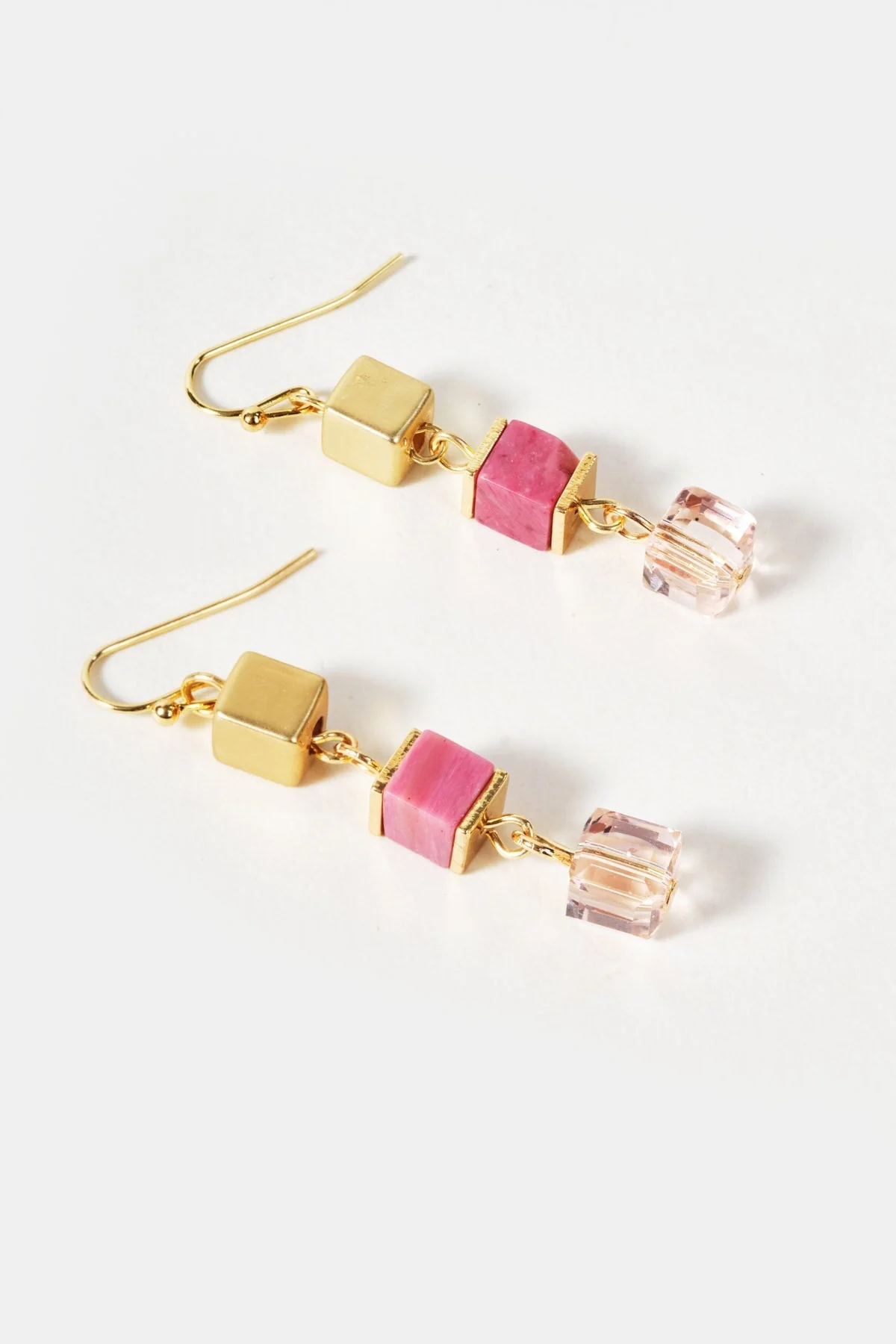 Pink Cube Drop Earrings