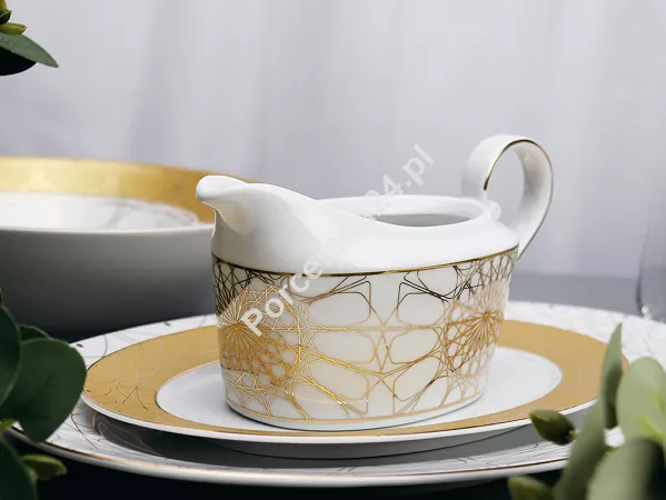 Serwis obiadowy na 12 osób (42 el) Ćmielów - Jenny Solaris White - Gold