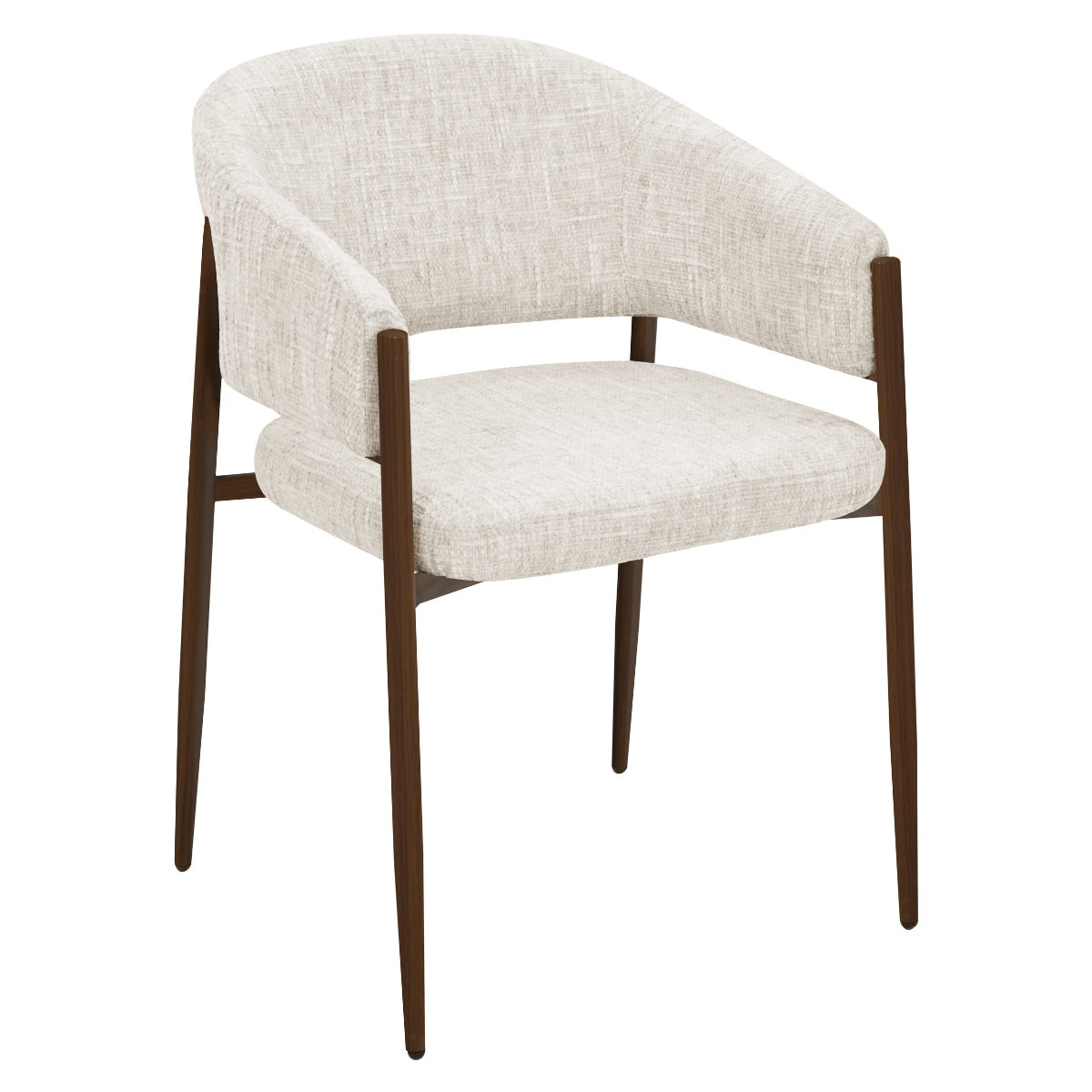 DÉJA Living Eetkamerstoel Elvia - Beige/Walnoot Stof - Set van 2