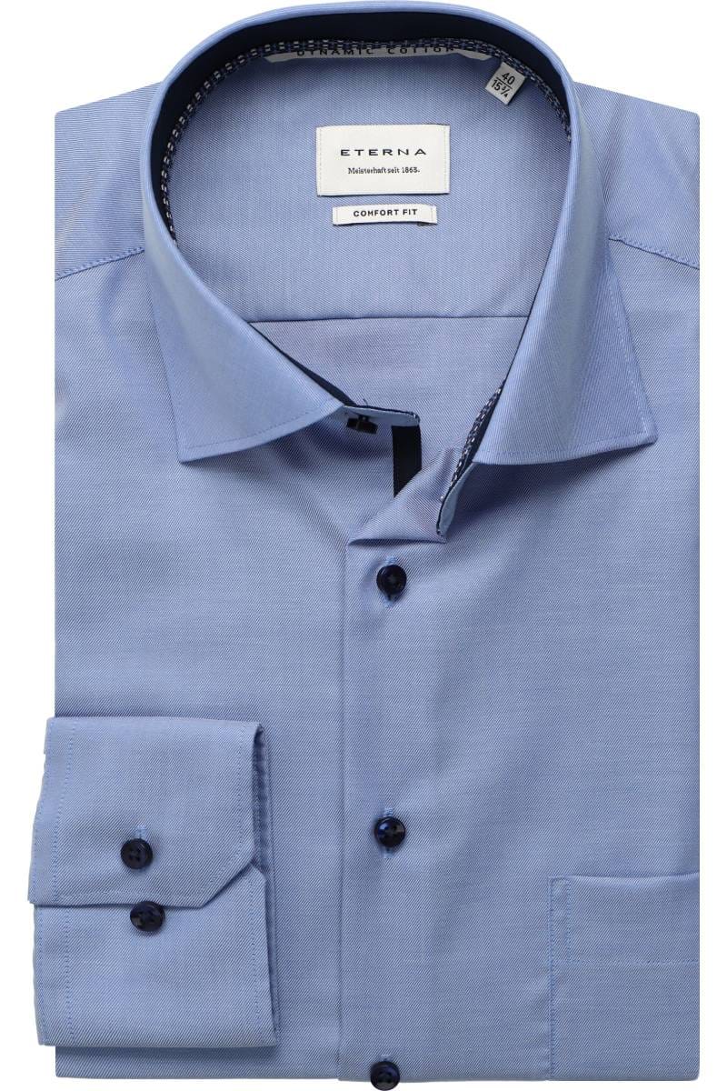 ETERNA Comfort Fit Hemd blau, Einfarbig (extra kurzer Arm)