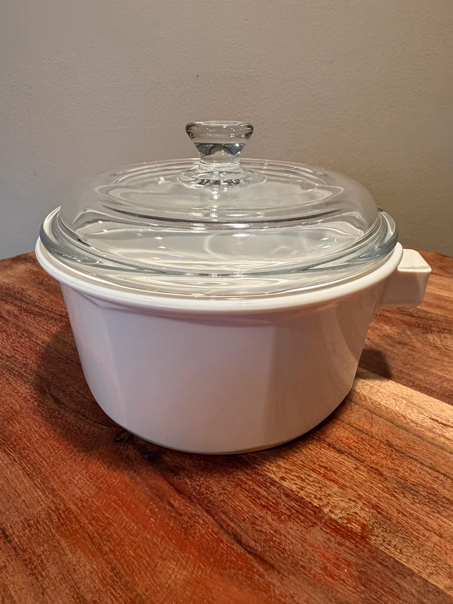 Princess House Nouveau 1 Quart Casserole Dish Saucepan with Glass Lid White Ceramic France