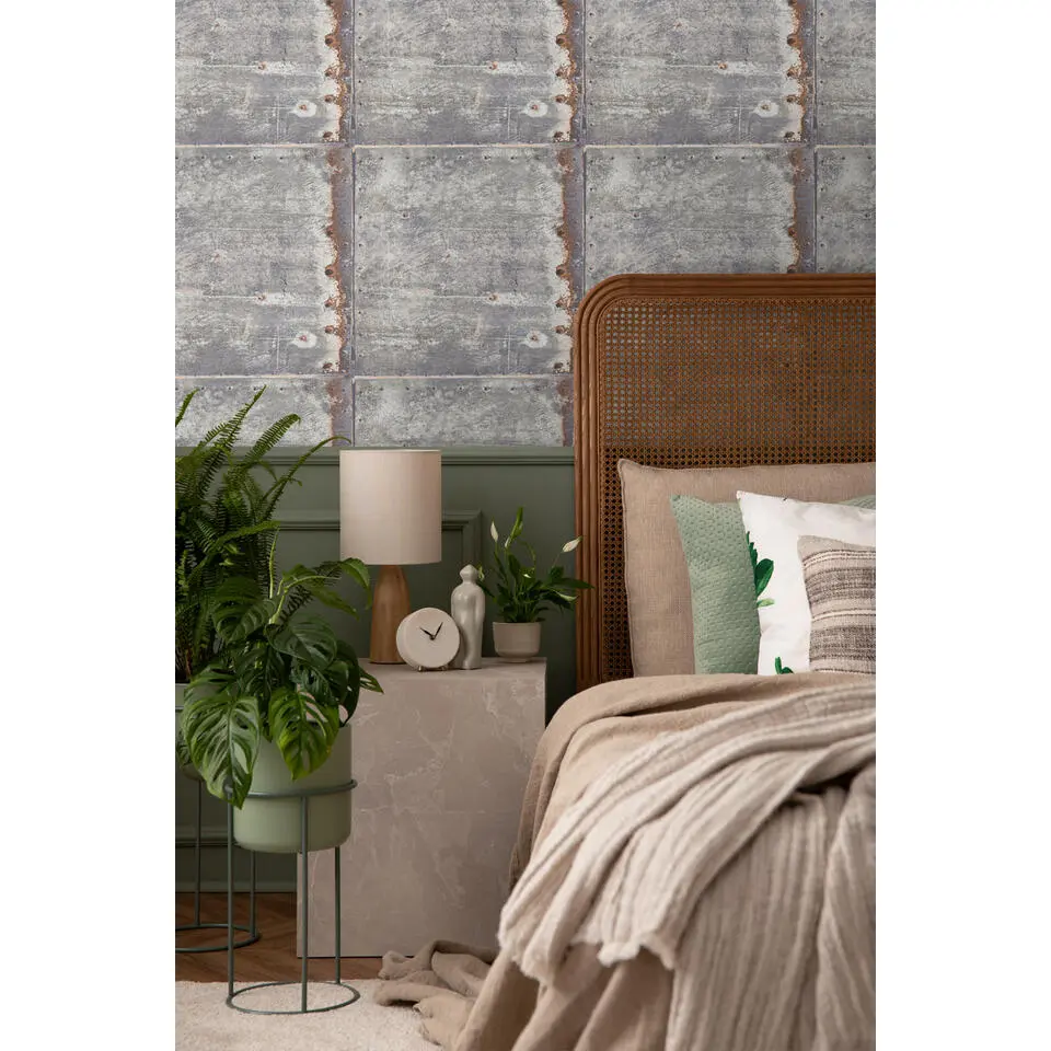 Walls4You behang metaal-look grijs - 53 cm x 10.05 m