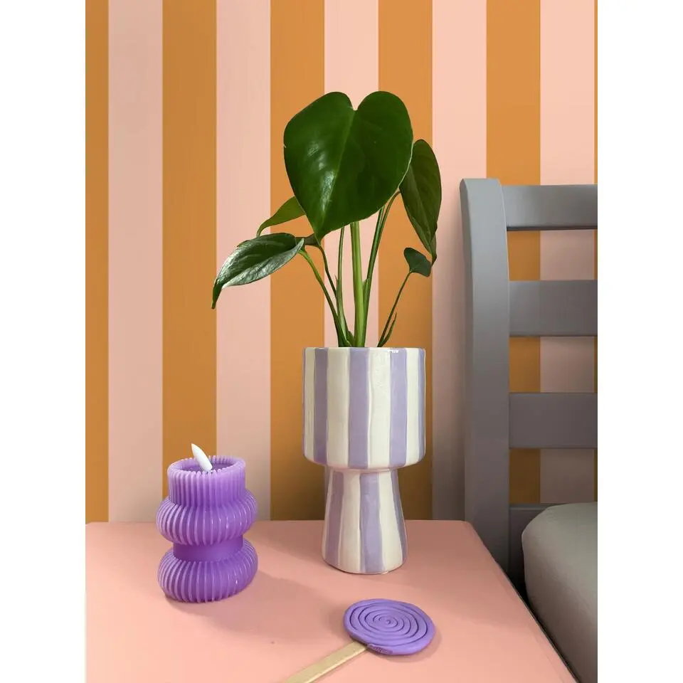 ESTAhome behang strepen oranje en roze - 50 x 900 cm