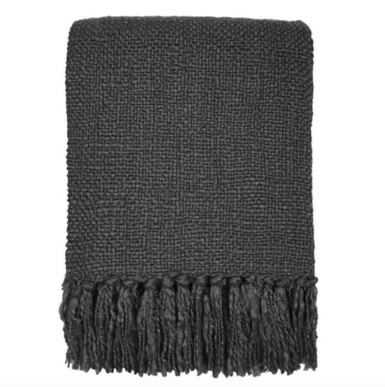 SOLID - Plaid uni gris anthracite 125x150