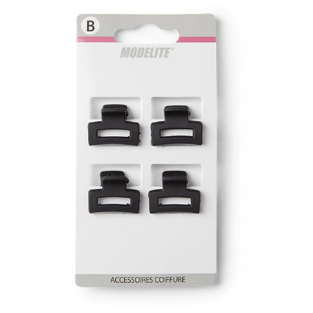 Lot de 4 pinces à cheveux plastique noir mat 2cm