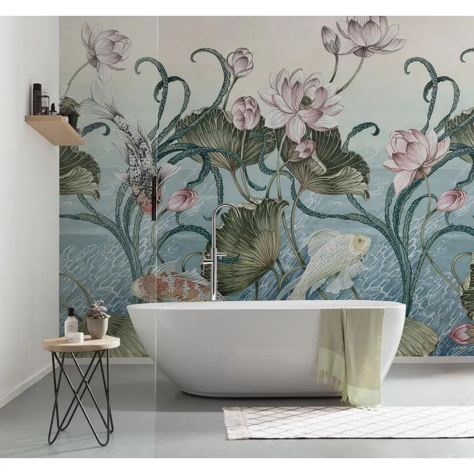 Komar fotobehang vissen blauw grijs en groen - 250 x 300 cm