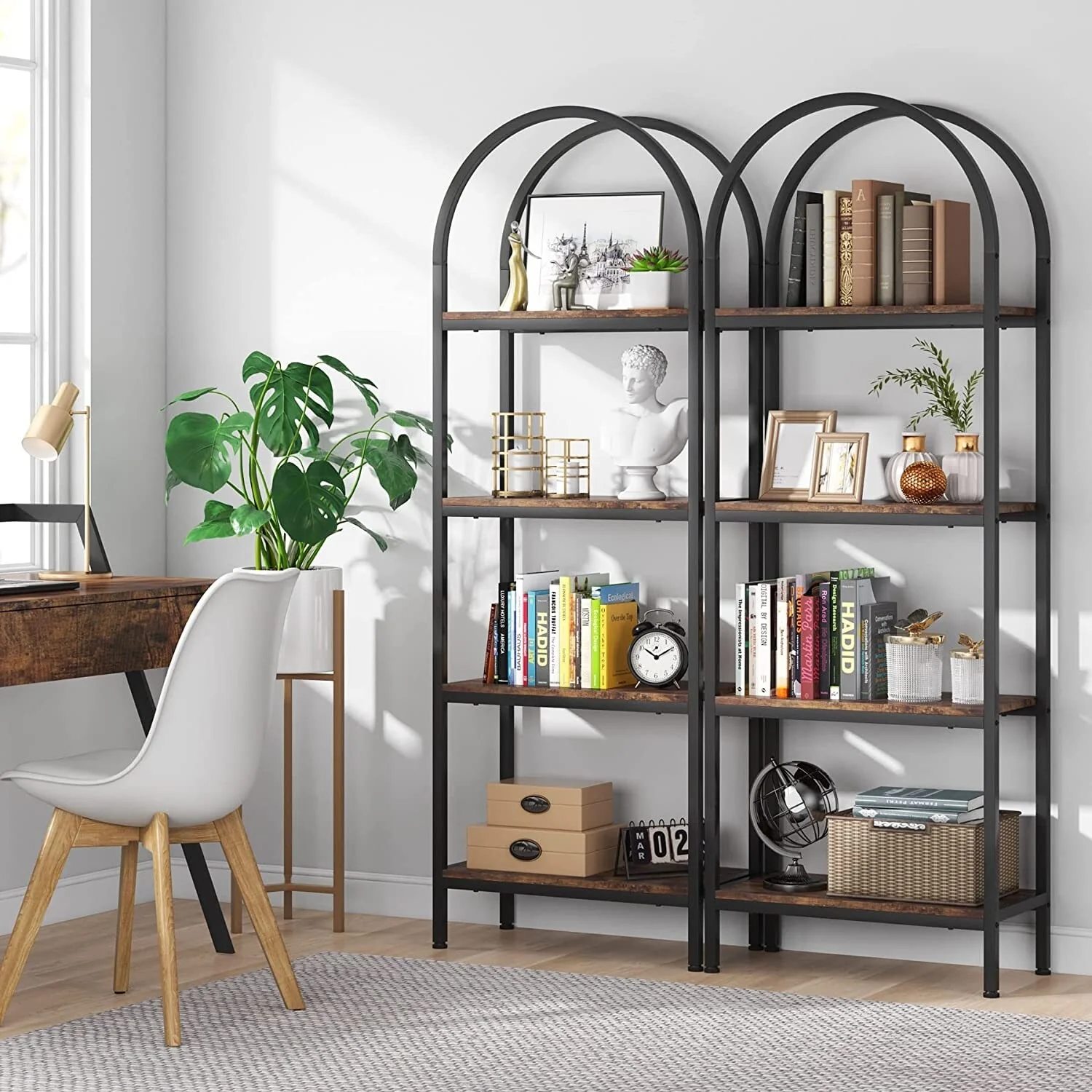 4-Tier Open Bookshelf, 70.8 Industrial Wood Bookcase Storage Shelves