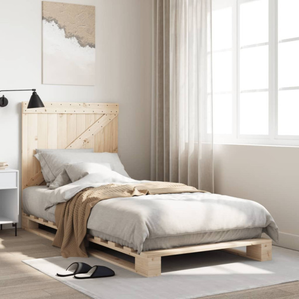 Rama łóżka z wezgłowiem 90x200 cm lite drewno sosnowe