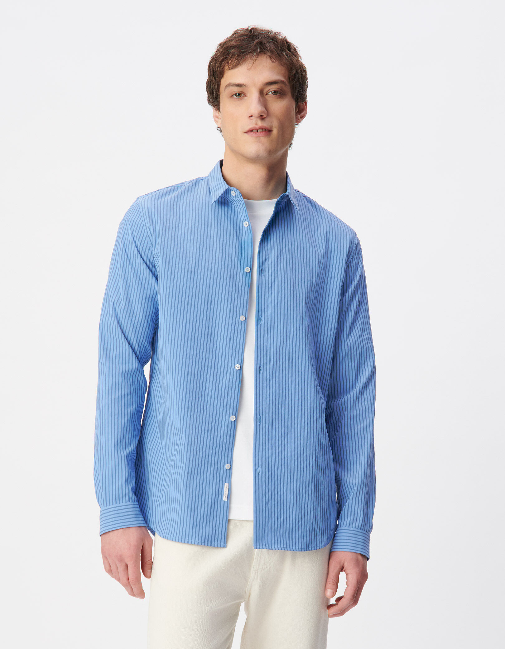Chemise slim bleue rayée EASY CARE Homme