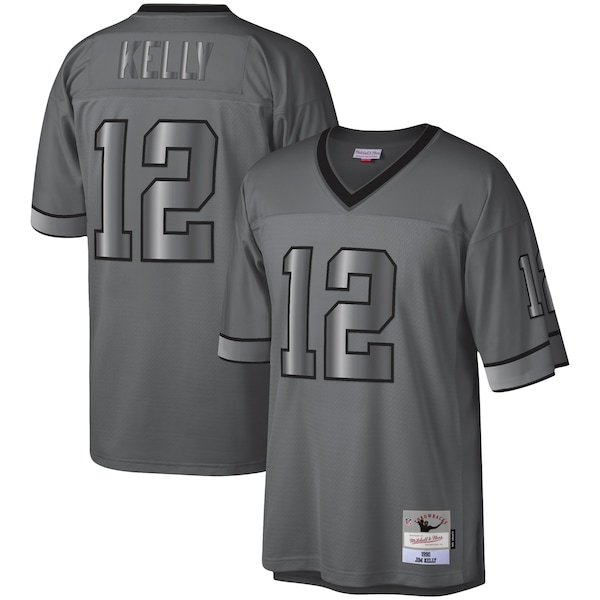 Jim Kelly Buffalo Bills 1990 Retired Player Metal Legacy Jersey - Charcoal