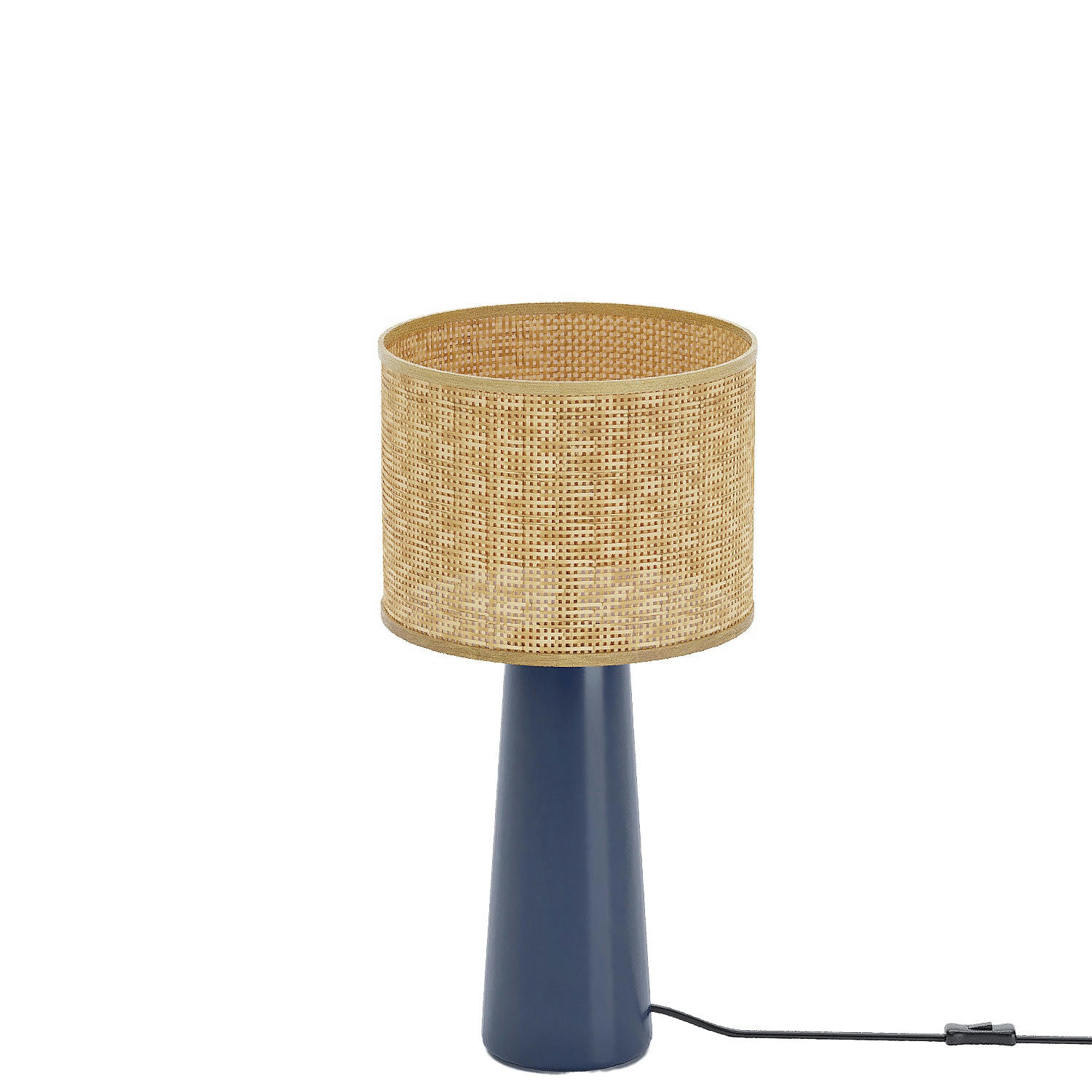 VAN GOGH - Lampe à poser en céramique bleue et rotin