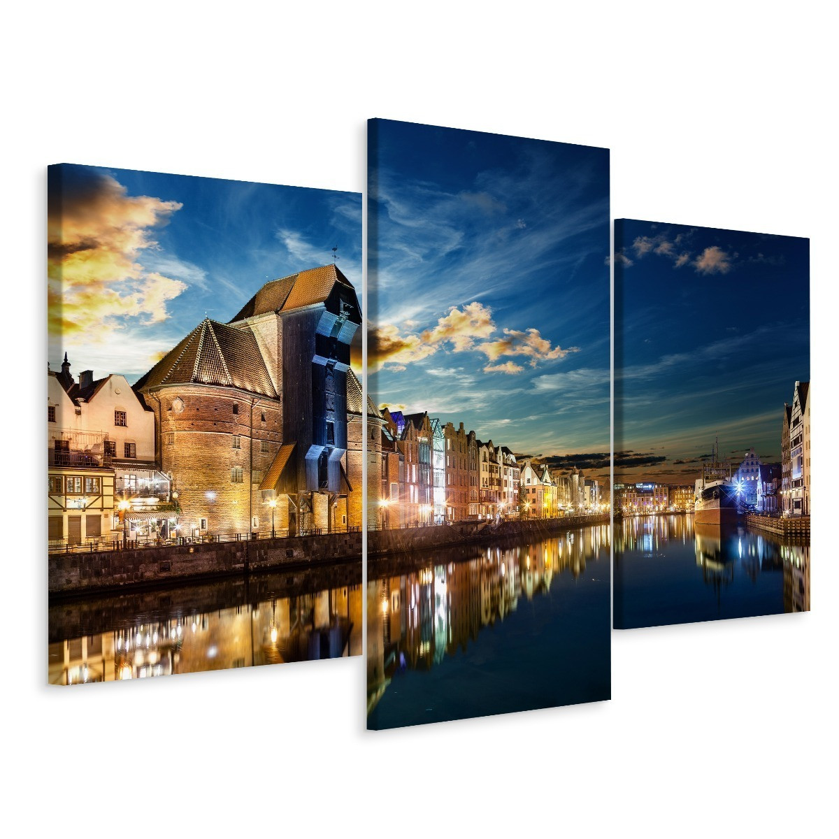 Obraz 3-Częściowy GDAŃSK Miasto Nocą 60x40cm