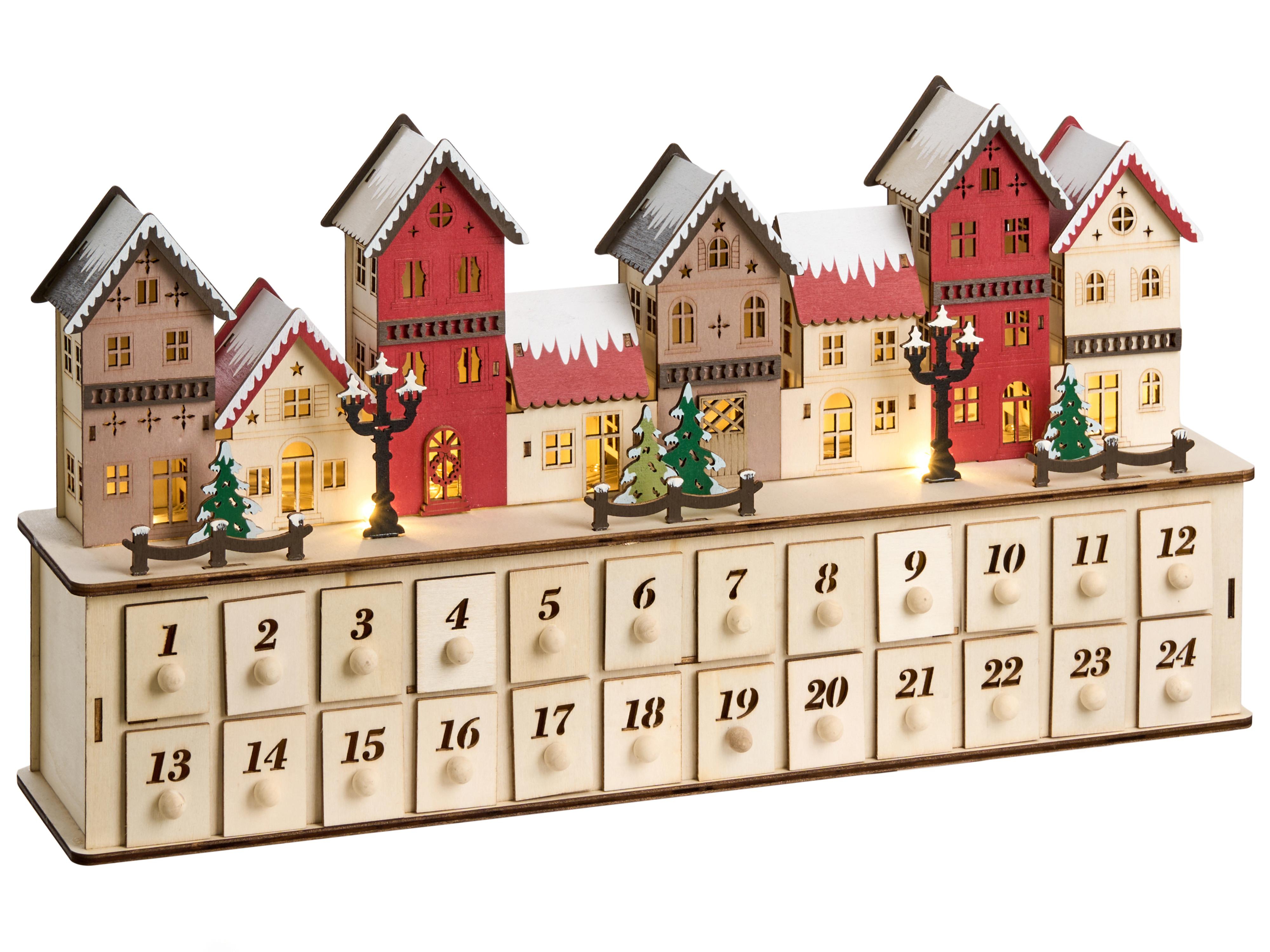 Christmas Decoration LED VISTERFLO Advent Calendar 24 cm Light Brown