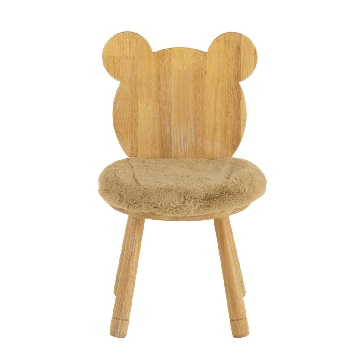 WINNIE - Chaise enfant avec dossier ourson et coussin marron