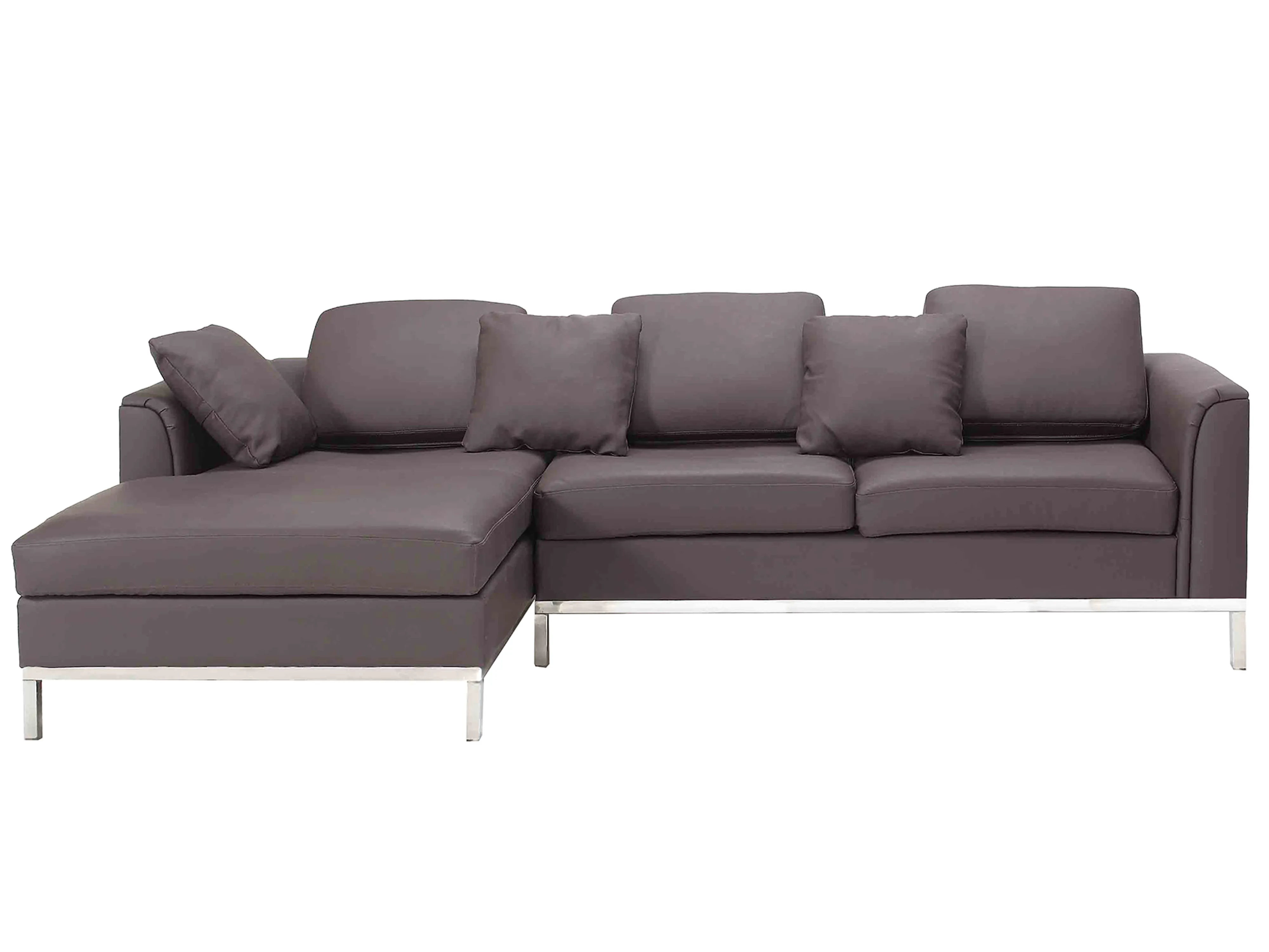 Corner Sofa 4 Seater OSLO Leather Brown Right Hand