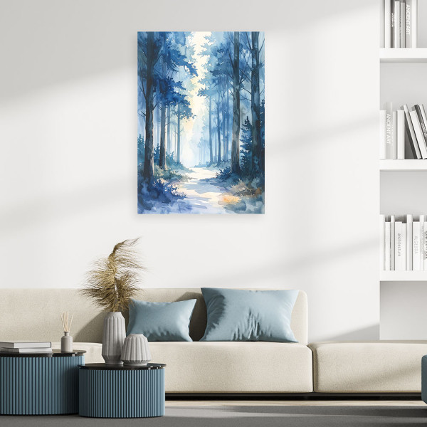 Obraz do salonu sypialni biura, Mglisty Las Pastelowy Krajobraz 20x30