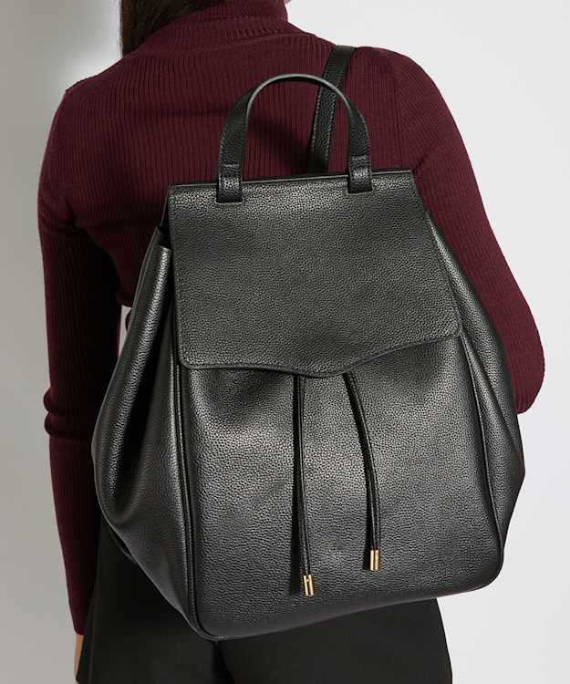Dexterity L Black - Leather Drawstring Backpack