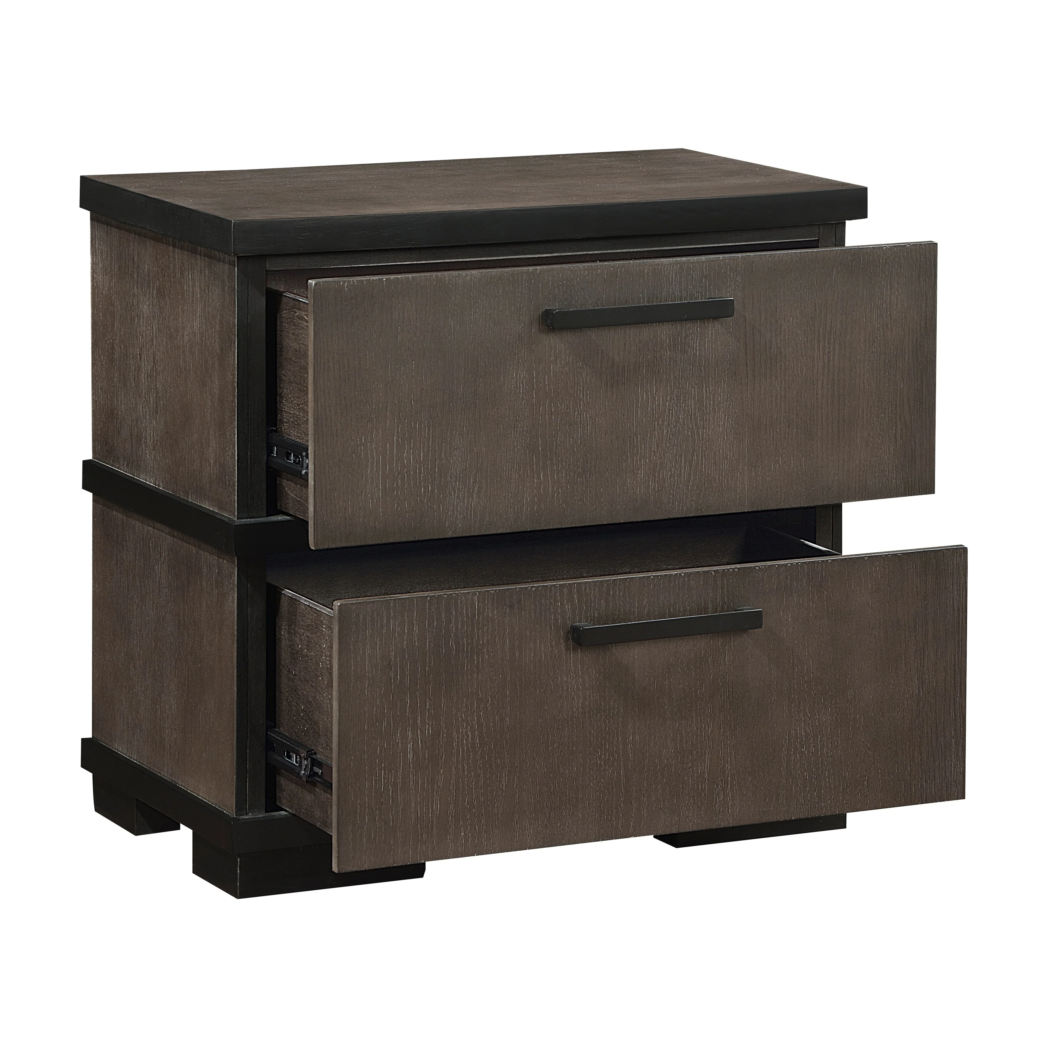 Two-Tone 2-Drawers Nightstand 1pc Modern Industrial Design Bedroom Furniture