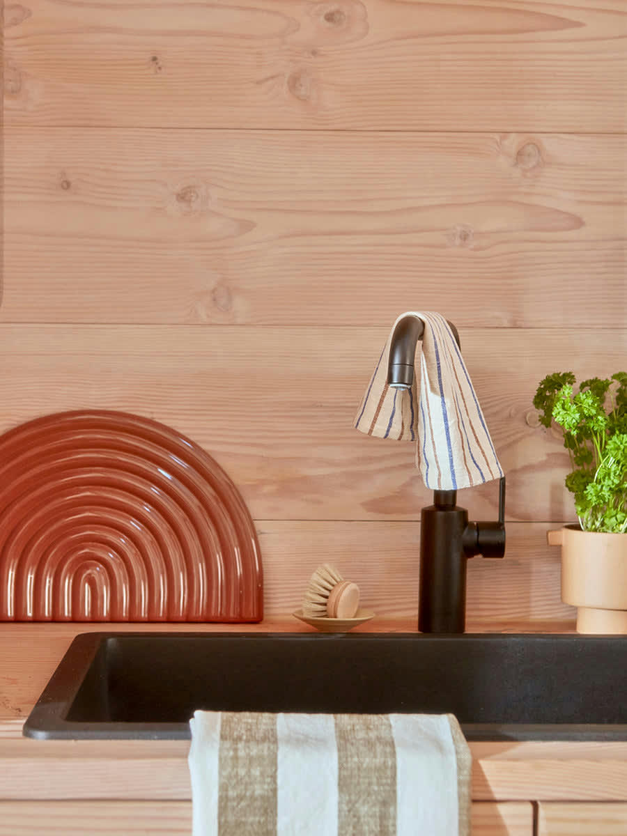 KURIN - Lot de 3 torchons vert en coton organique h28x28cm