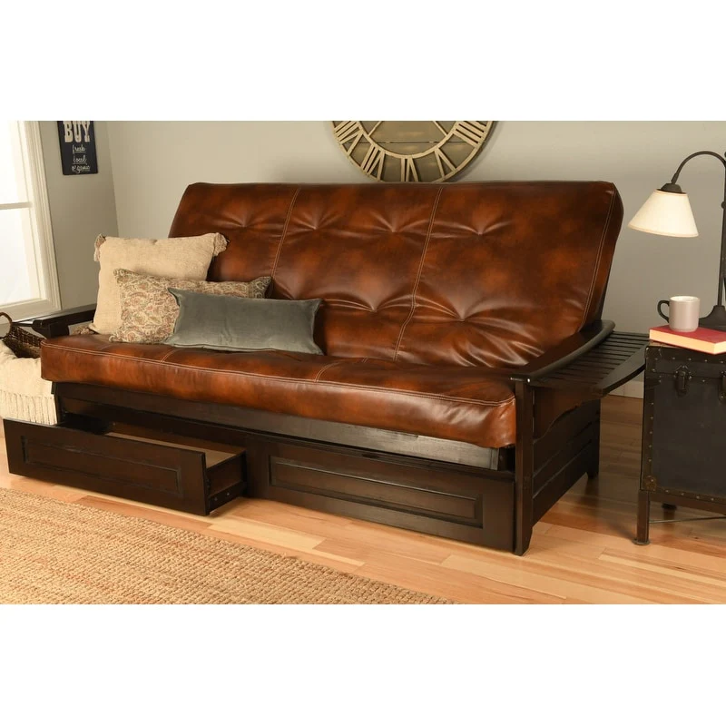 Somette Phoenix Queen-size Storage Futon Frame in Espresso Finish, Mattress Not Included