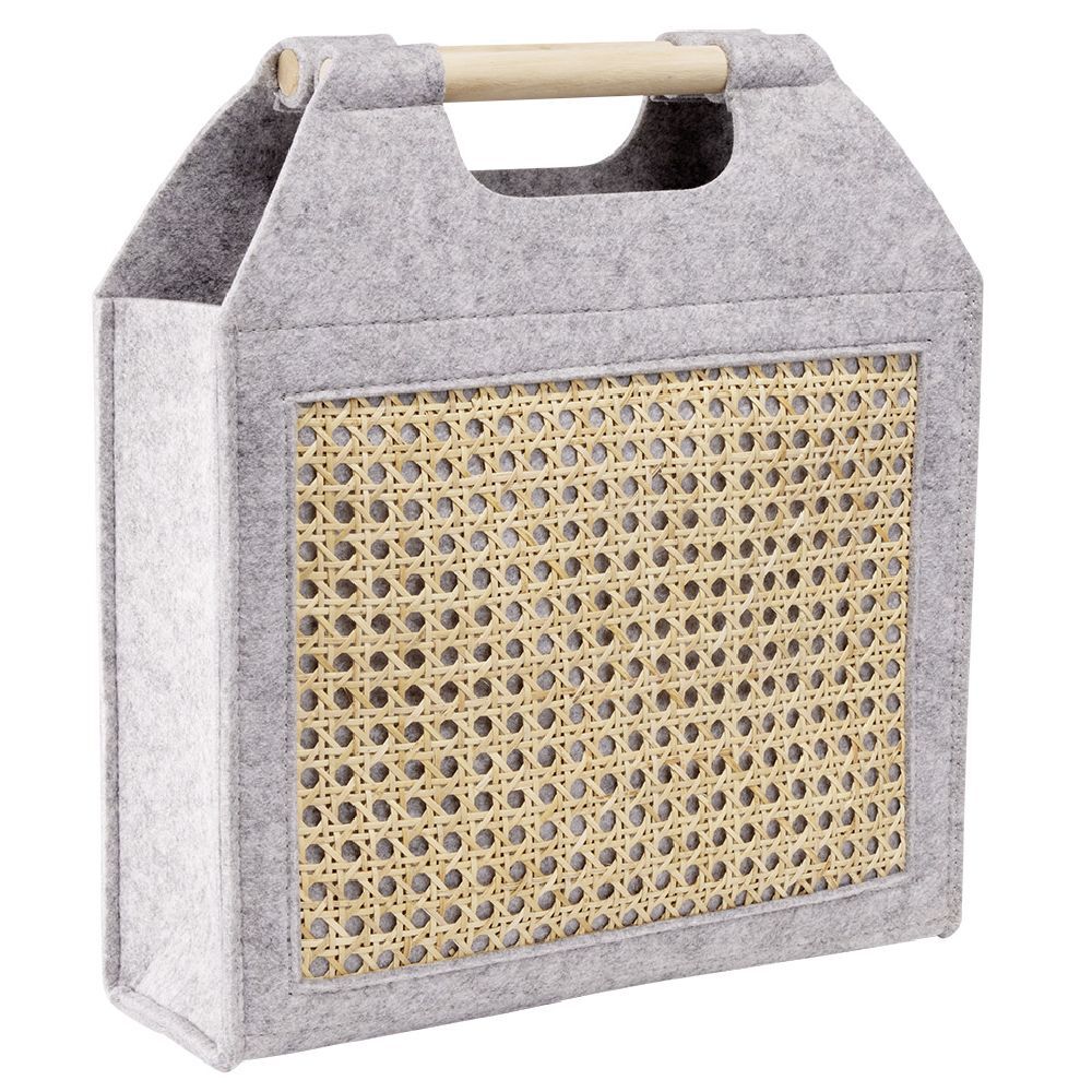 Panière feutrine et bambou grise Petit modèle 37x10,5xH33,5cm