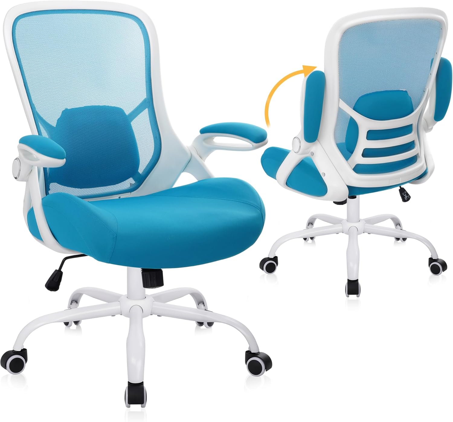 HYLONE 400lbs Heavy Duty Office Chair, 5 Thickened Seat Ergonomic Desk Chair with Adjustable Armrests, Home Office Computer Chairs for Long Hours Mesh Executive Chair(Blue)