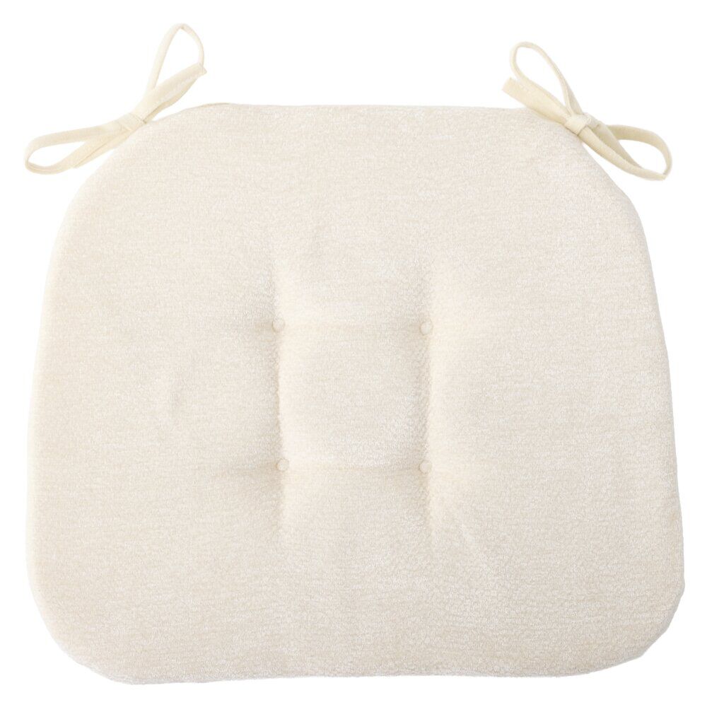 Galette de chaise carrée polyester pailleté 42X38X4 cm (2 modèles noir ou blanc)