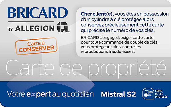 Cylindre débrayable Bricard mistral 2 entrées 30x30 mm