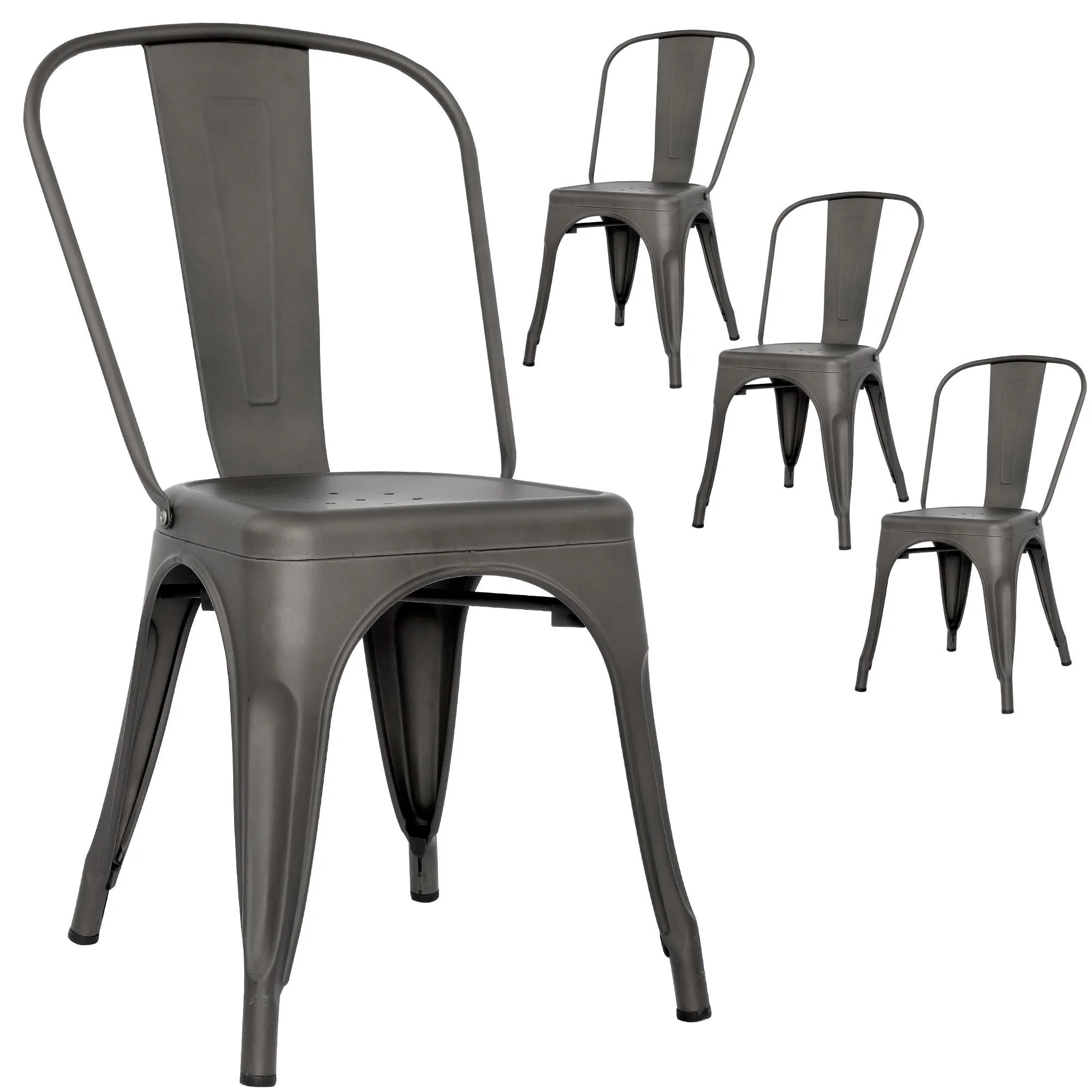 Metal Dining Chairs Set of 4 Stackable Patio Chairs for Indoor Outdoor Kitchen Restaurant