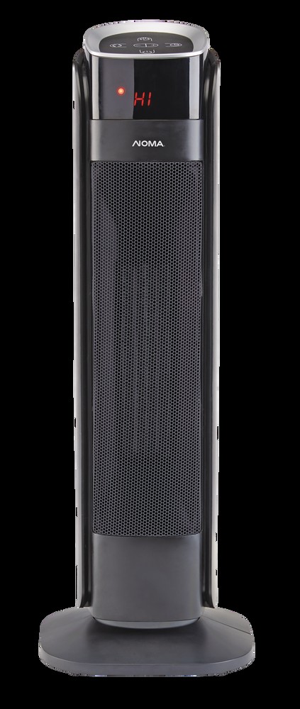 NOMA Oscillating Tower Ceramic Heater w/Remote Control & Thermostat, 1500W, Black, 24-in