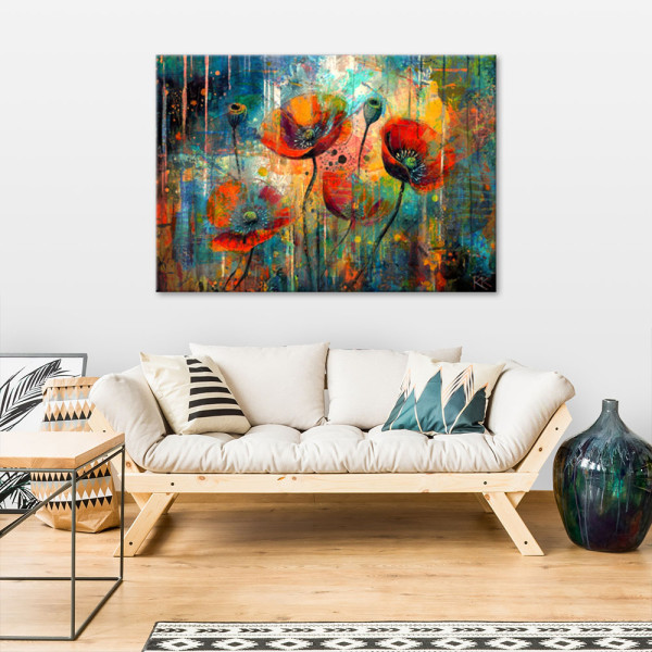 Feeby Obraz na płótnie, Abstrakcyjne Kwiaty Maki 60x40