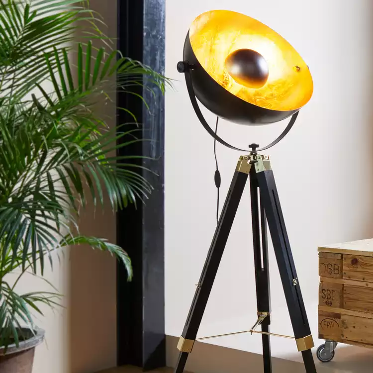 EGLO Covaleda Tripod Floor Lamp - Black & Gold