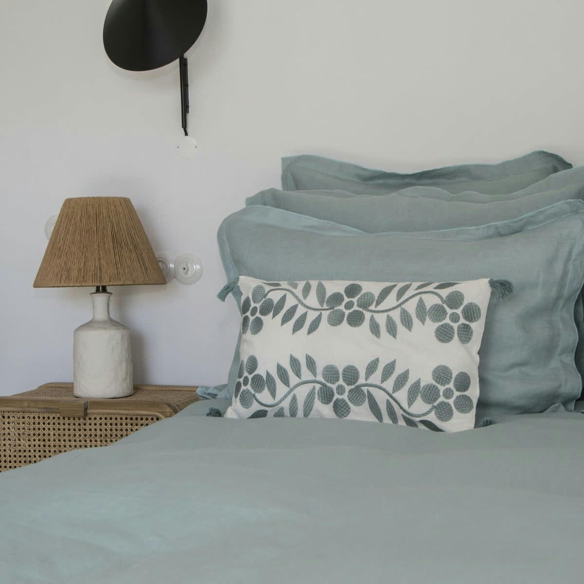 MATISSE - Housse de coussin coton  50x30 bleu aqua
