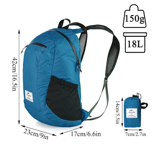 NNEOBA Ultralight 18L Foldable Waterproof Hiking Backpack - Blue