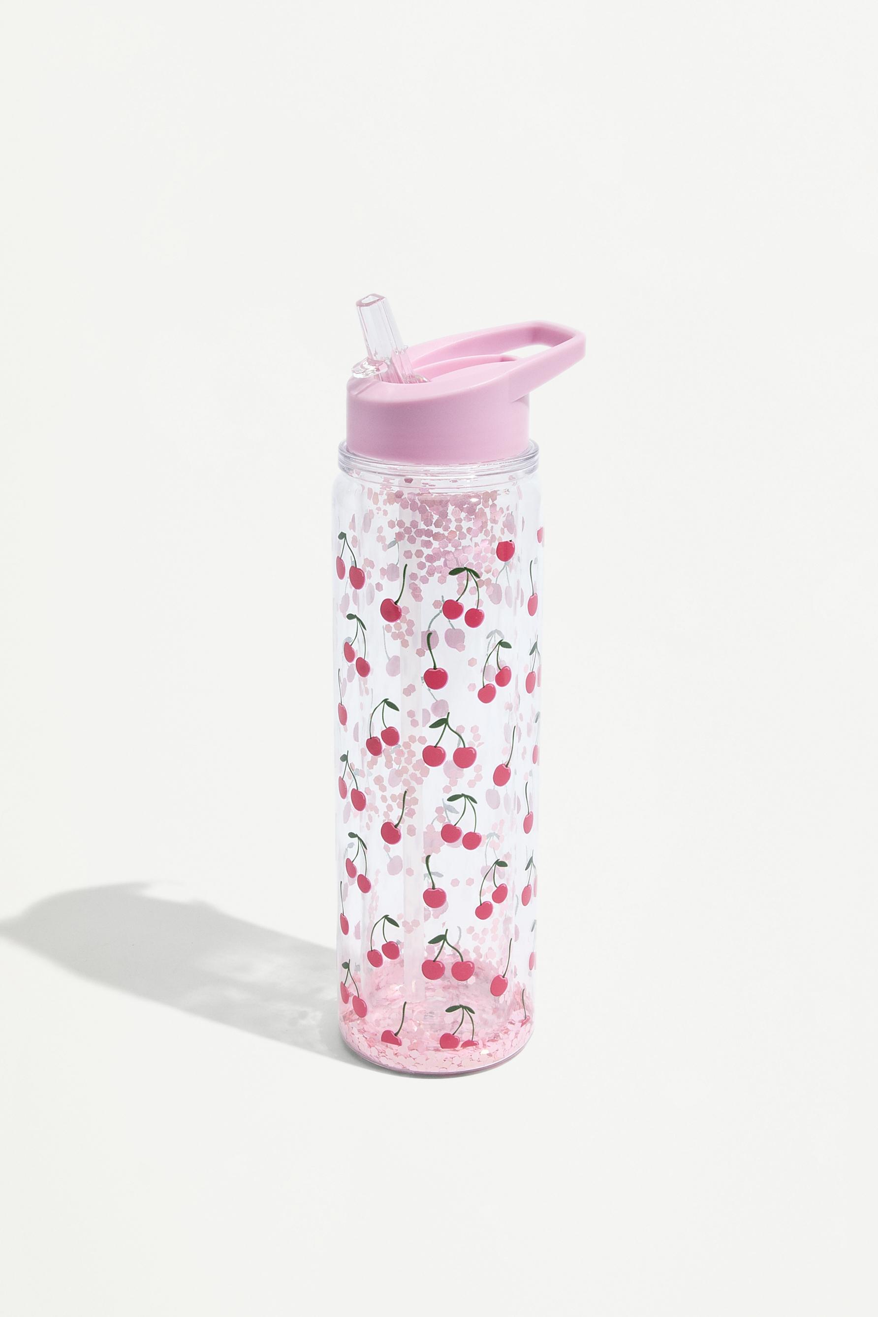 Botella grande cerezas lentejuelas