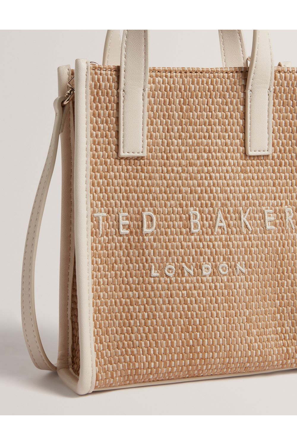 Ted Baker Faux Raffia Mini Icon Bag Ivory