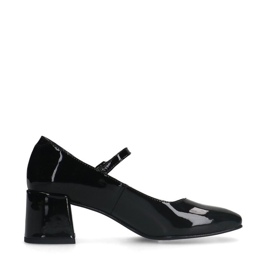 Manfield Zwarte lakleren Mary Jane pumps
