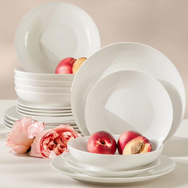 KONSIMO AD BELLA Ecru zestaw obiadowy 6 os. (18 el.) porcelana