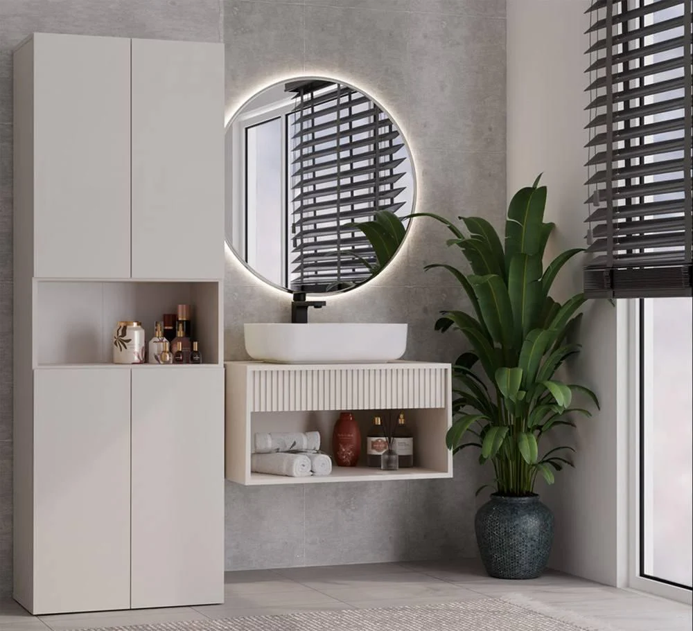 Badkamerkast Nolo met wasmand en open vak