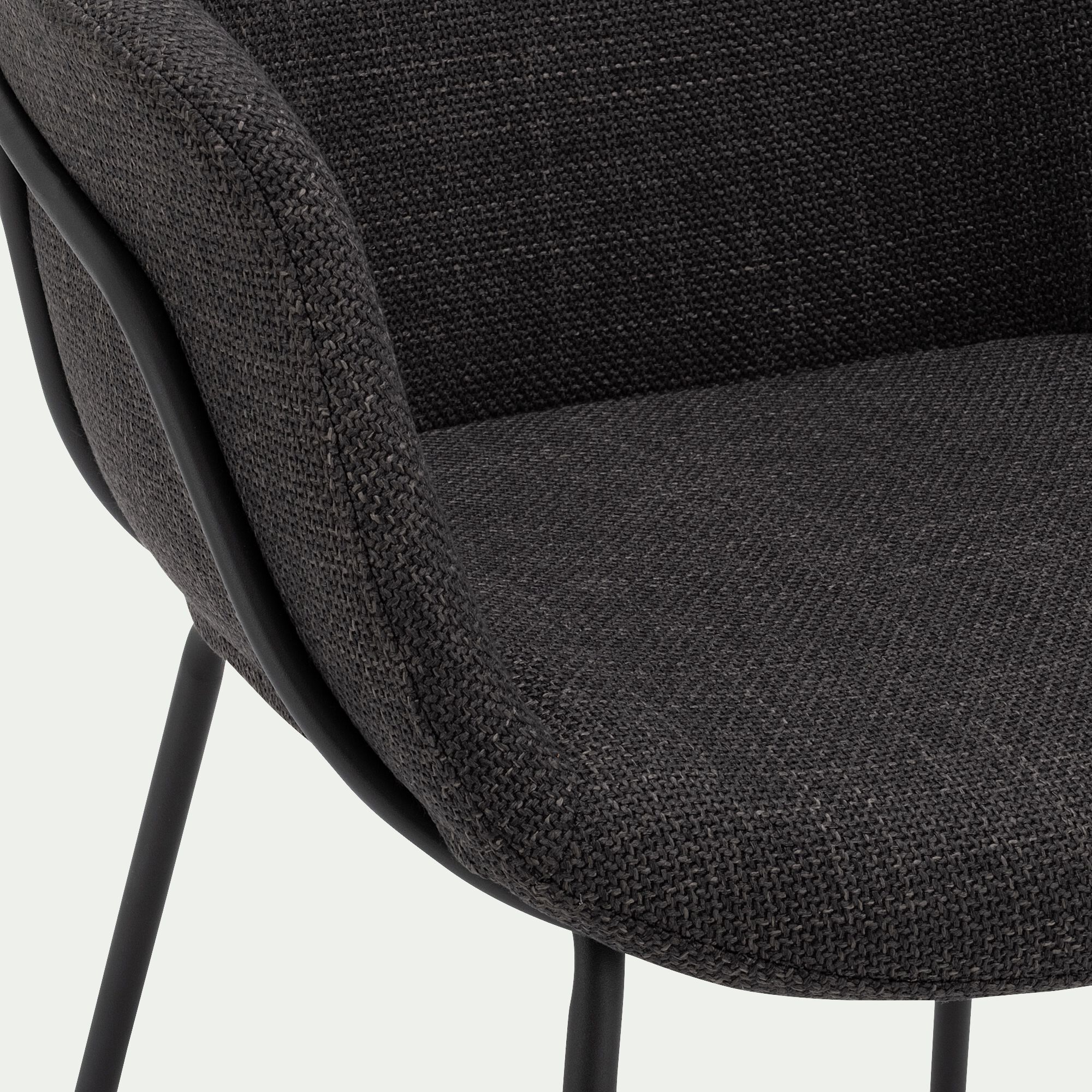CHLOE - Chaise en tissu avec accoudoirs - noir