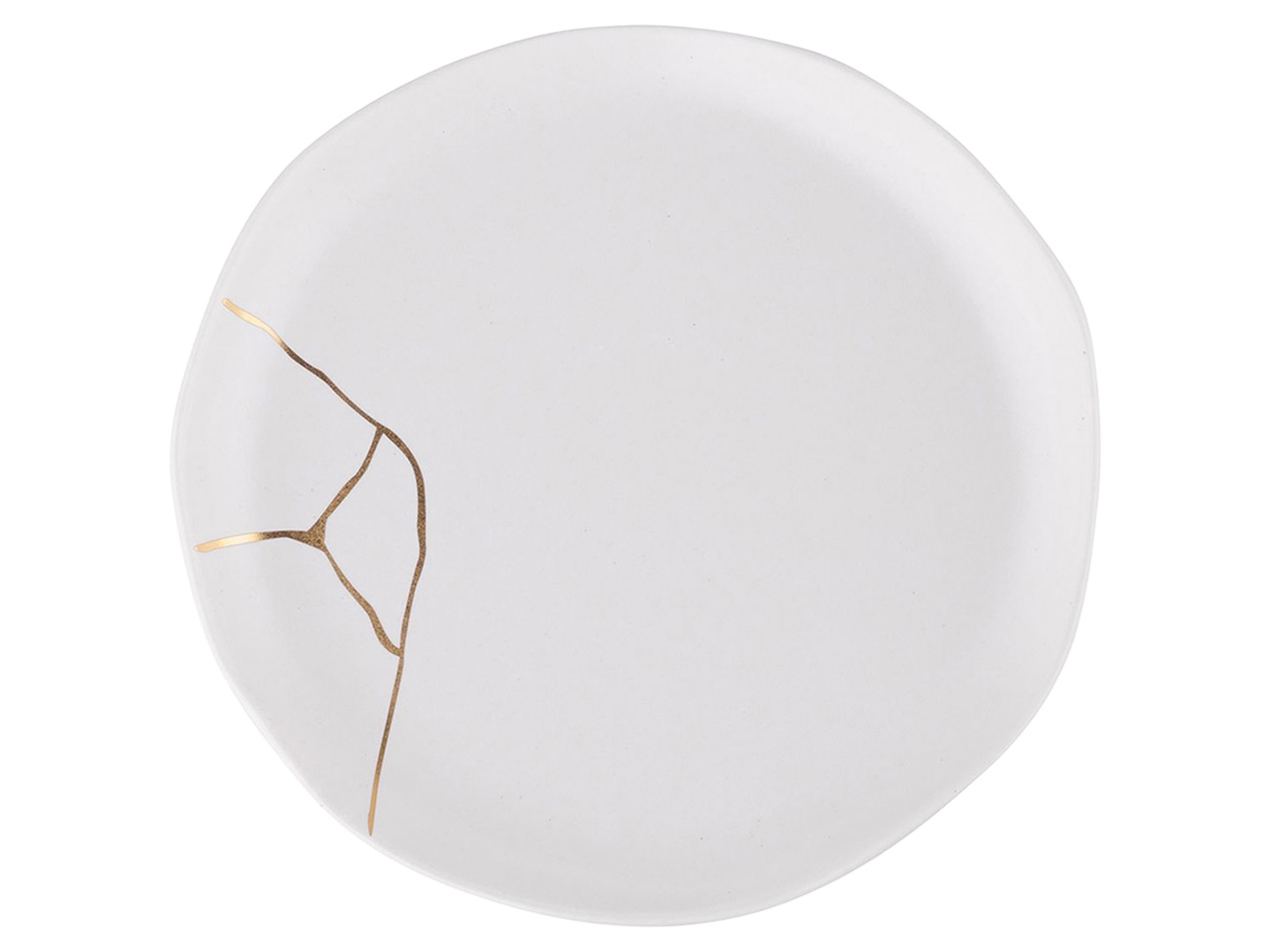 Talerz deserowy Magnific porcelanowy biało-złoty