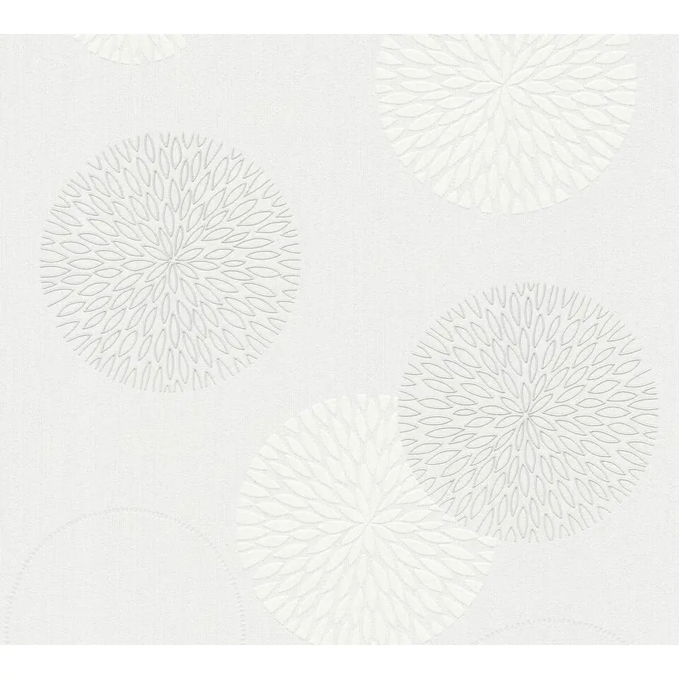 A.S. Cr&eacute;ation behang grafische cirkels cr&egrave;me en wit - 53 cm x 10.05 m