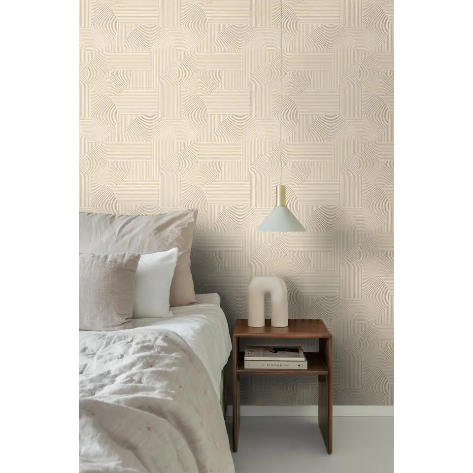 Origin Wallcoverings behang grafisch 3D motief zand beige - 53 cm x 10.05 m